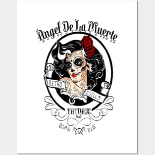 Day Of The Dead Angel De La Muerte Spanish Tattoos Ink Posters and Art